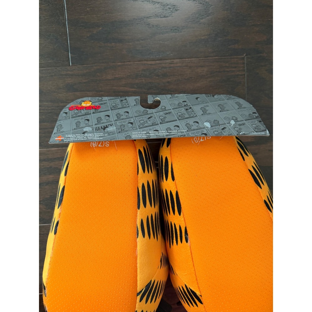 Garfield Plush Character Slippers Orange 3D Head House Shoes Mens Small 7/8 NEW - Picture 8 of 10